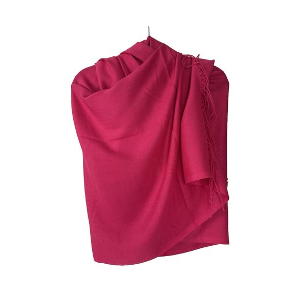 Pashmina Womens Deep Pink Scarf Wrap 74x27 Vibrant Boho Chic Layering Essentials - Picture 3 of 11